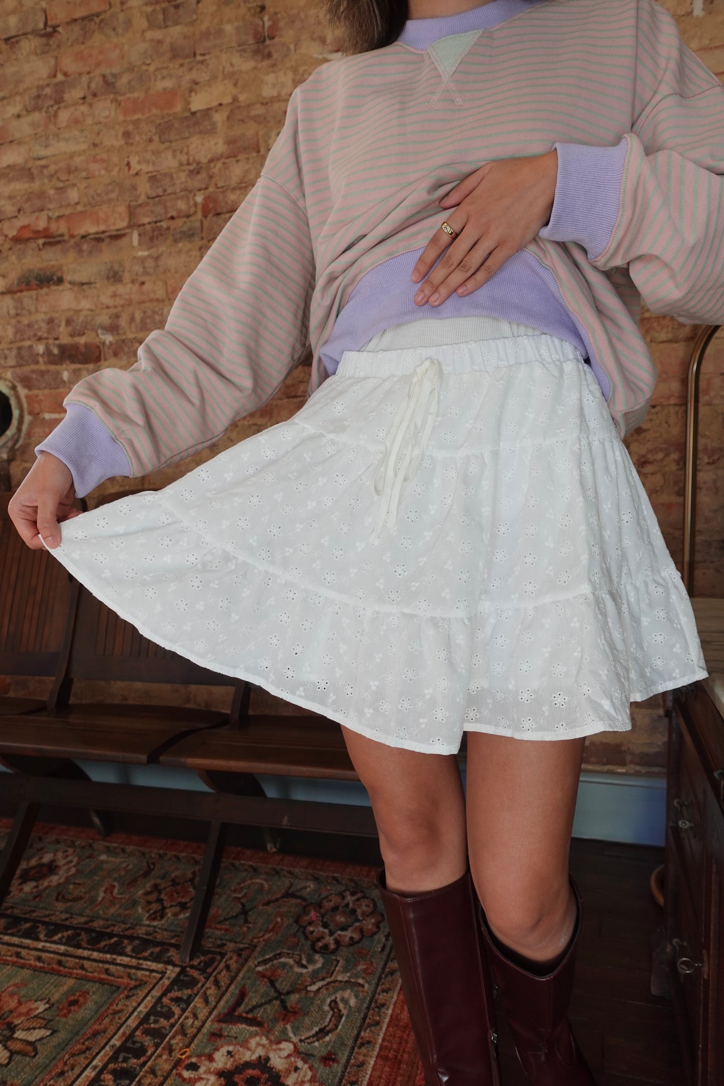 Daisy Cotton Eyelet Mini Skirt