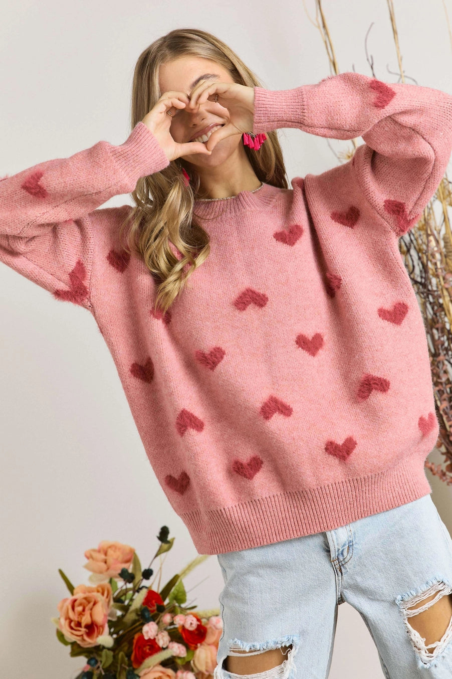 Satinior Knit Patchwork Heart Top Is the Sweetest Winter Sweater