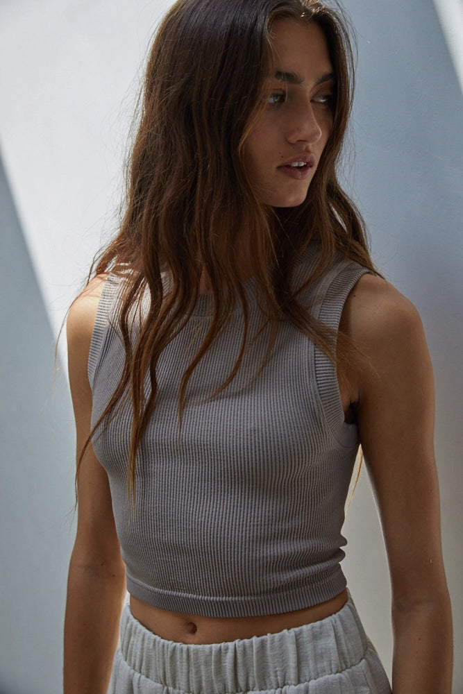 Sienna Ribbed Tank - Taupe *LAST ONE*