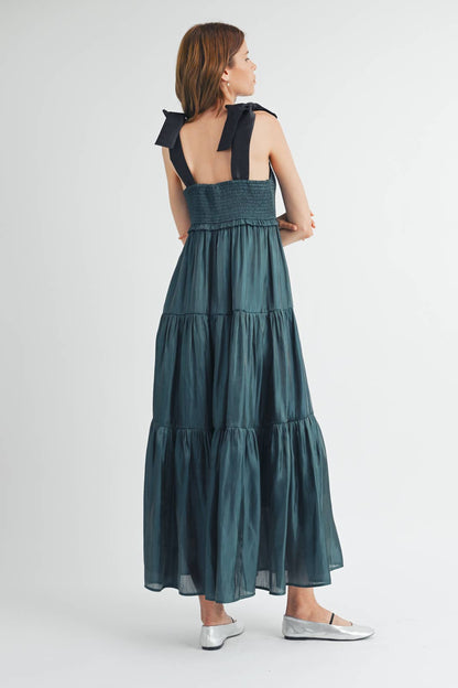 Aurora Satin Maxi Dress - Teal/Black *3 LEFT*