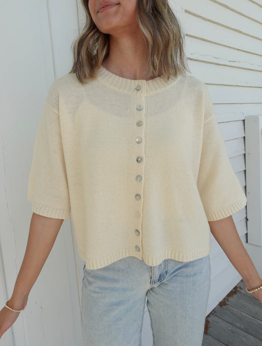 Stacey Half Sleeve Cardigan - Butter