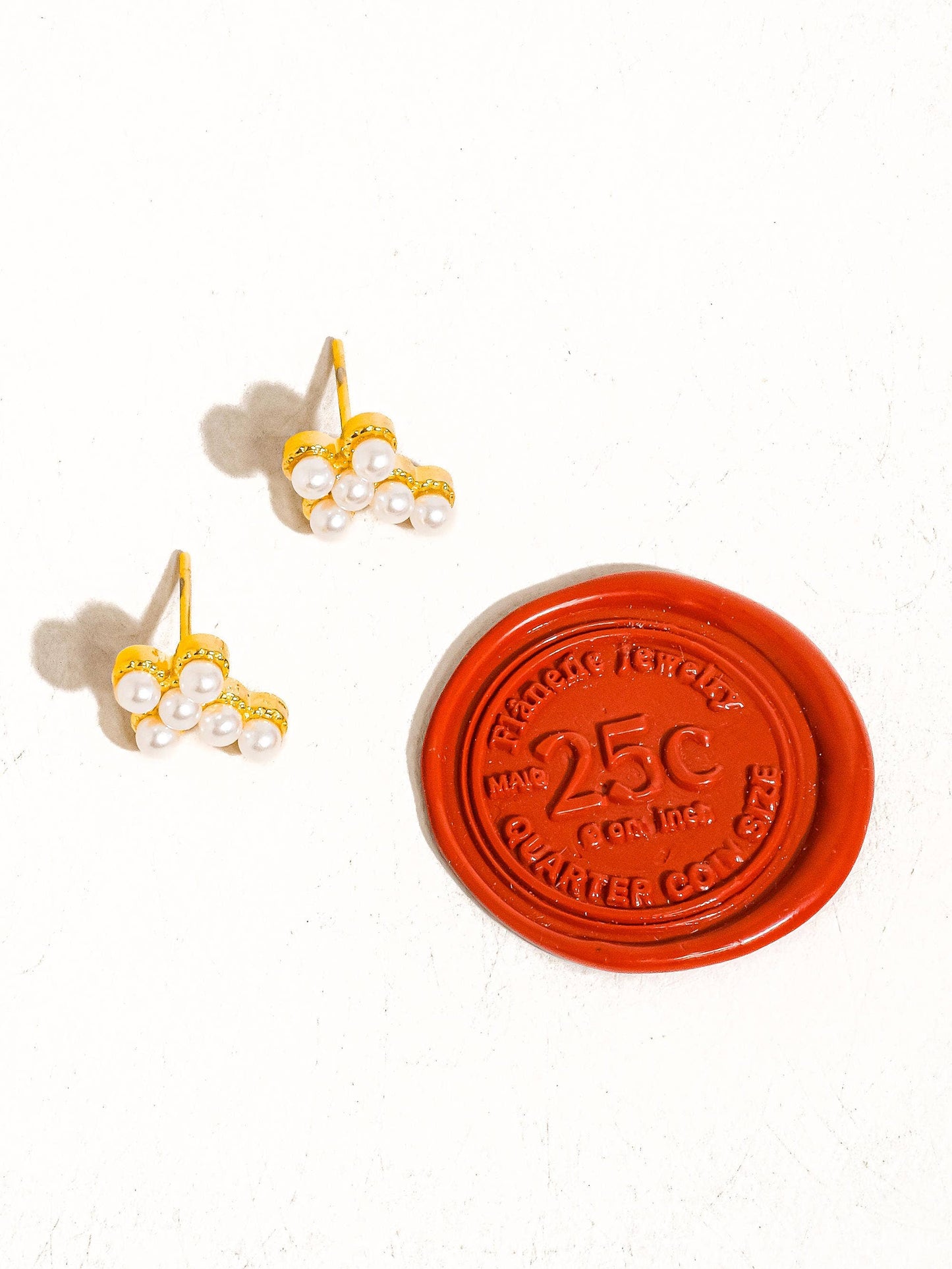 Pearl Cross Stud Earrings