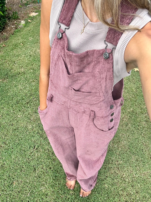 Emerson Corduroy Overalls - Plum