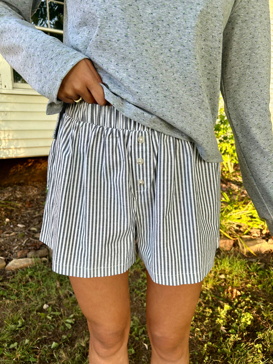 Rowan Pinstripe Boxer Shorts - Black/White *2 LEFT*