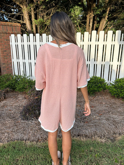 Camryn Waffle Knit Romper - Peach *3 LEFT*