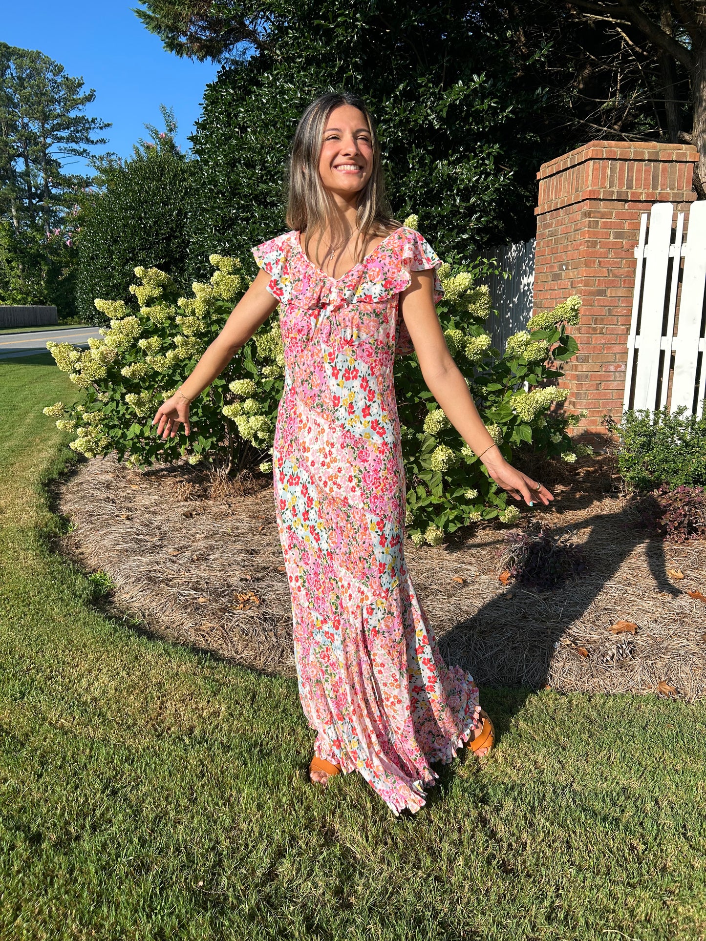 Eden Floral V-Neck Maxi Dress - Pink/Multi