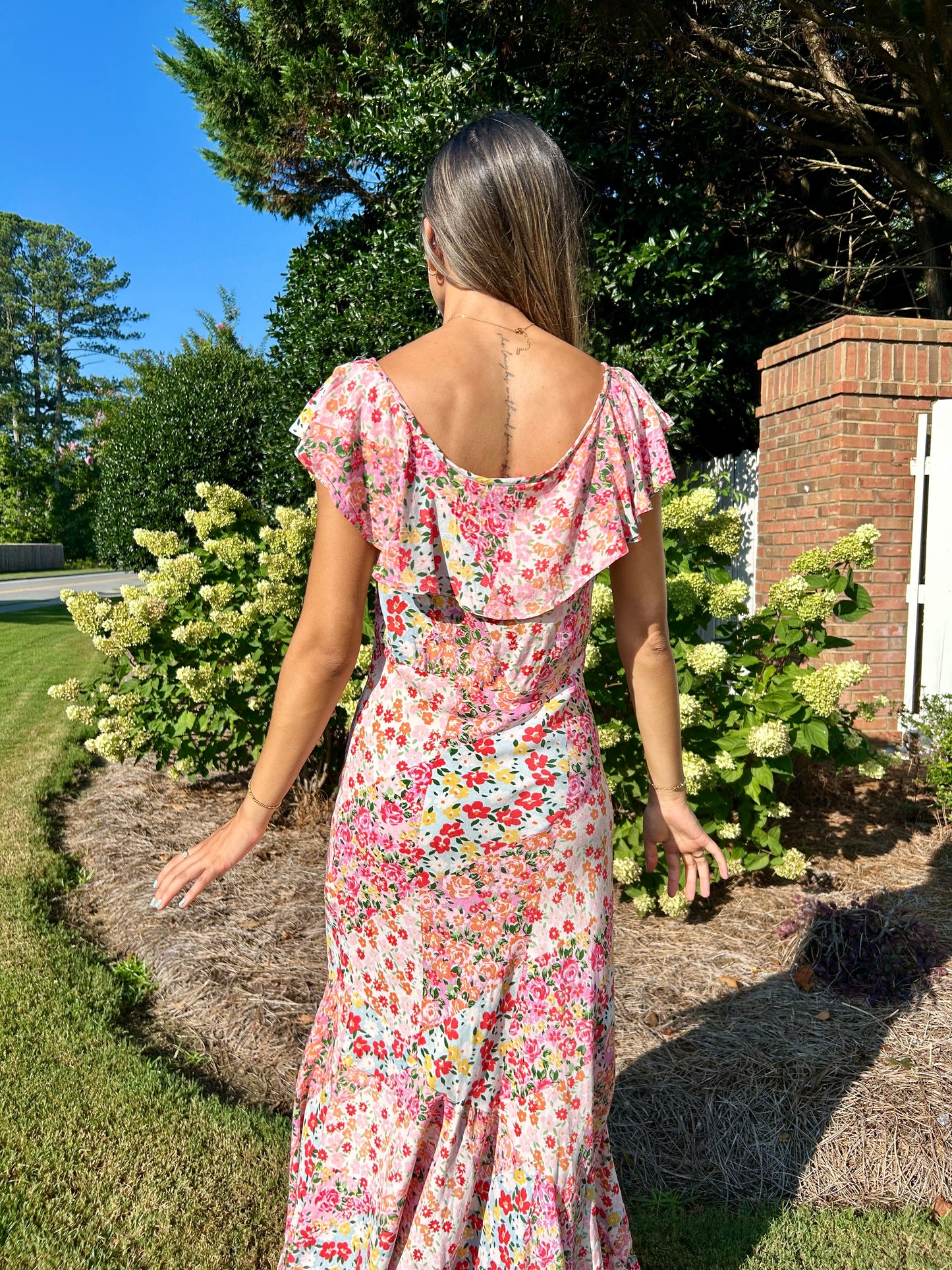 Eden Floral V-Neck Maxi Dress - Pink/Multi