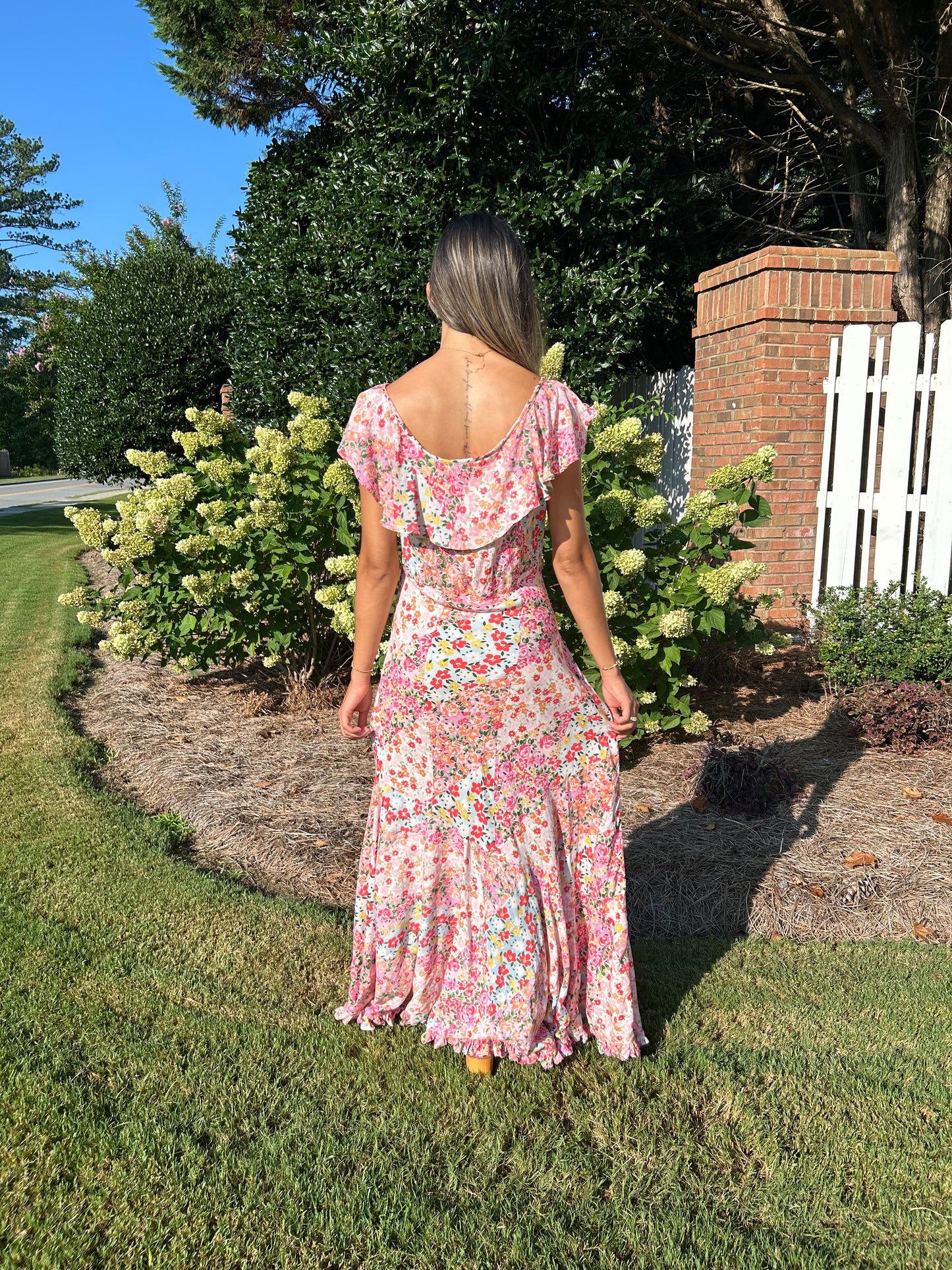 Eden Floral V-Neck Maxi Dress - Pink/Multi