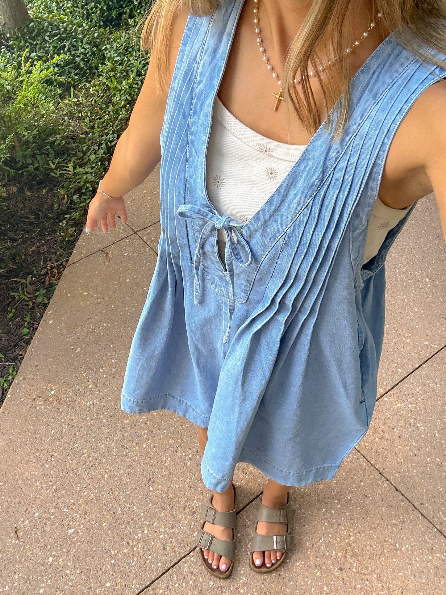 Harper Denim Romper - Blue *2 LEFT*