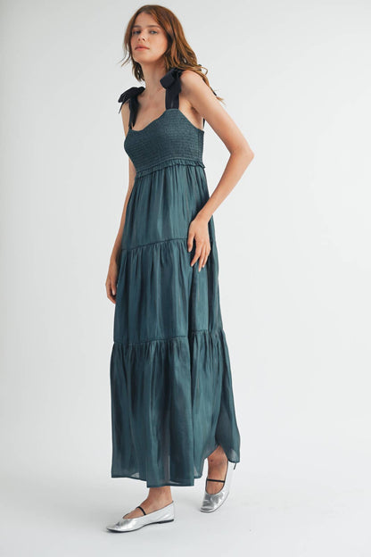 Aurora Satin Maxi Dress - Teal/Black *3 LEFT*