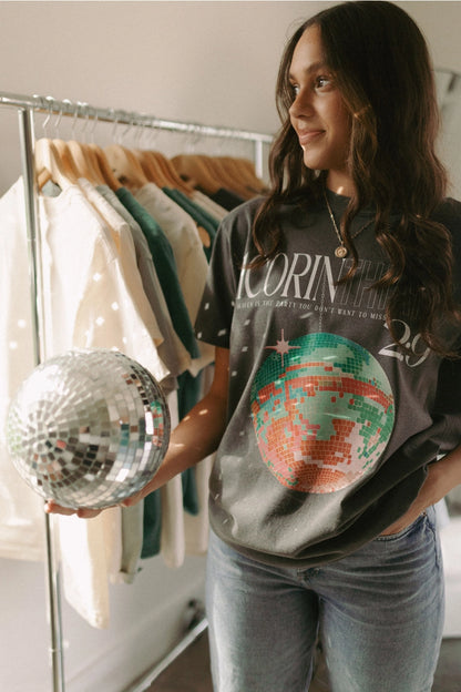 'Disco Ball' Christian Graphic Tee - Gray/Multi